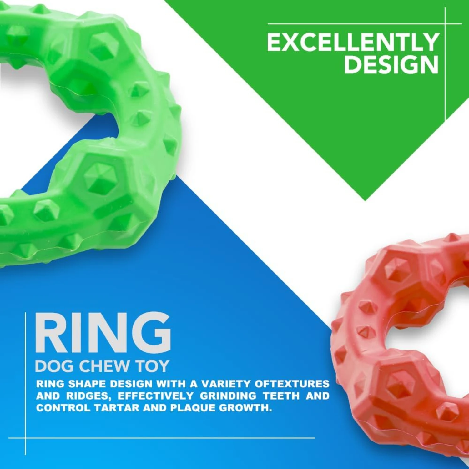 Interactive, Fun Green Beef Dental Chew Toy - High-Quality, Delicious - Excellent Oral Hygiene for Medium to Large Dogs - Promot