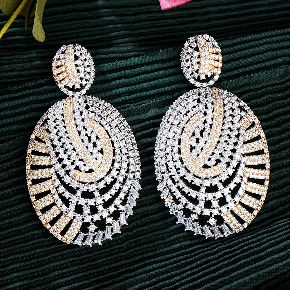 

Missvikki New Mother-daughter Sister style Drop Earrings Cubic Zirconia Stones Blooming CZ Jewelry Silver Color for Women