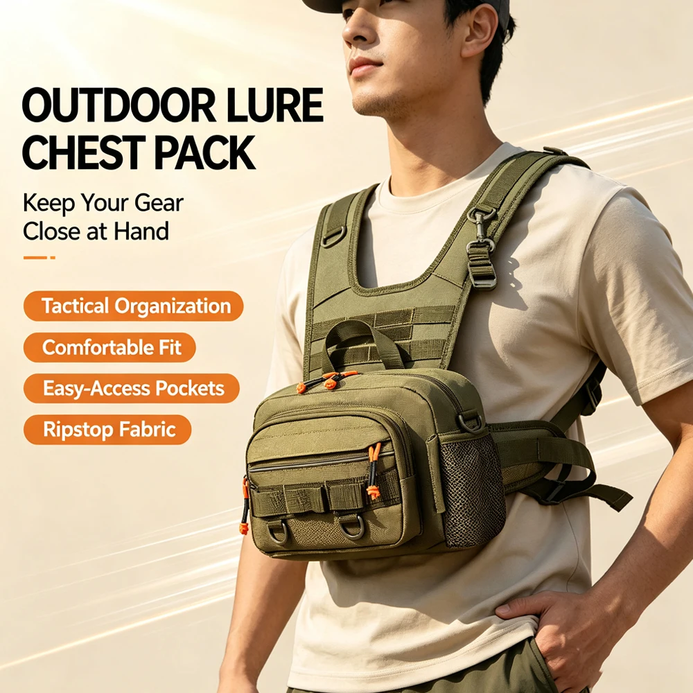 RGGMQQ 1 Stück Angel-Brusttasche, wasserdichte Fliegenfischertasche mit reflektierendem Design für Herren und Damen, ideal für Outdoor-Aktivitäten wie Jagd und Wandern. – Detail 3