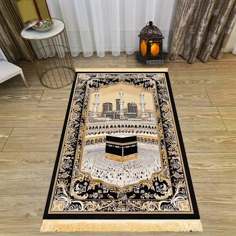 VIKAMA Muslimische Gebetsmatte Luxuriöser Ethnischer Stil für Wohnzimmer, Schlafzimmer, Flur, Arbeitszimmer Gebetsmatte mit Rutschfester Rückseite