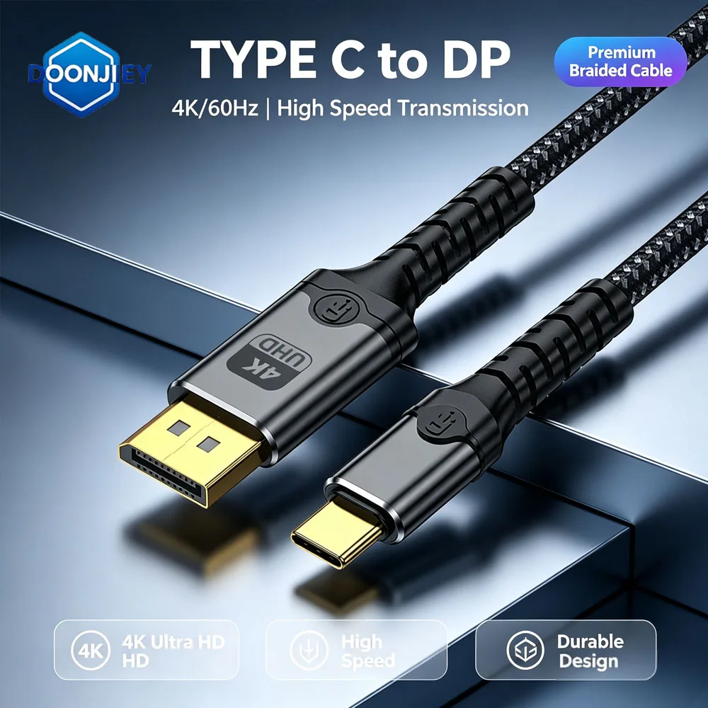 DOONJIEY USB C to HDMI-compatible Cable 4K 60Hz 30Hz Video Adapter Converter PVC Braid TV HDTV PC Laptop Monitor Accessory