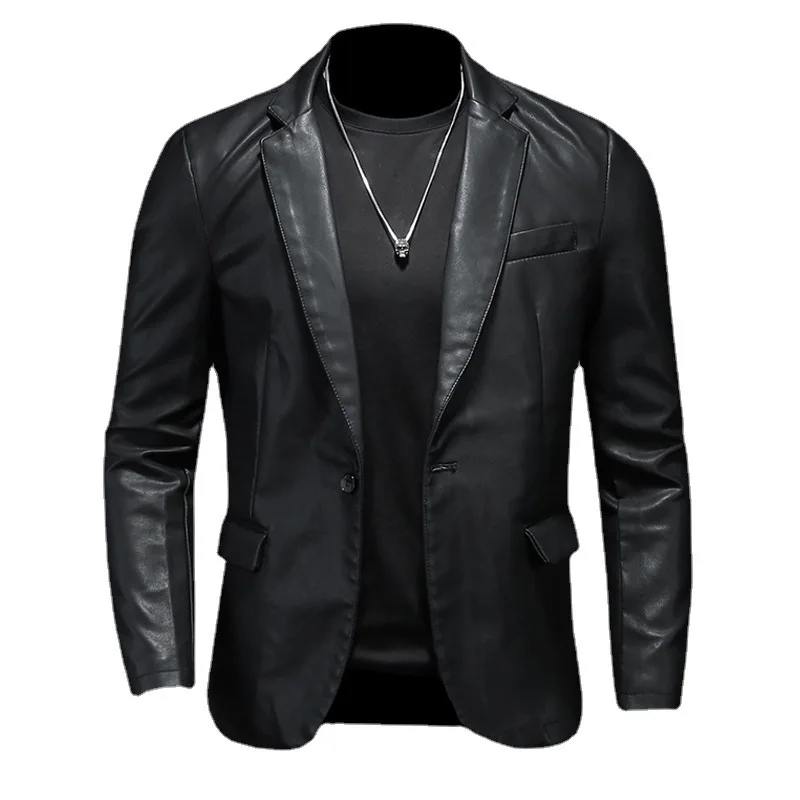 2026 New Slim Fit Leather Coat Casual Small Suit Men Korean Style Popular Jacket Trend