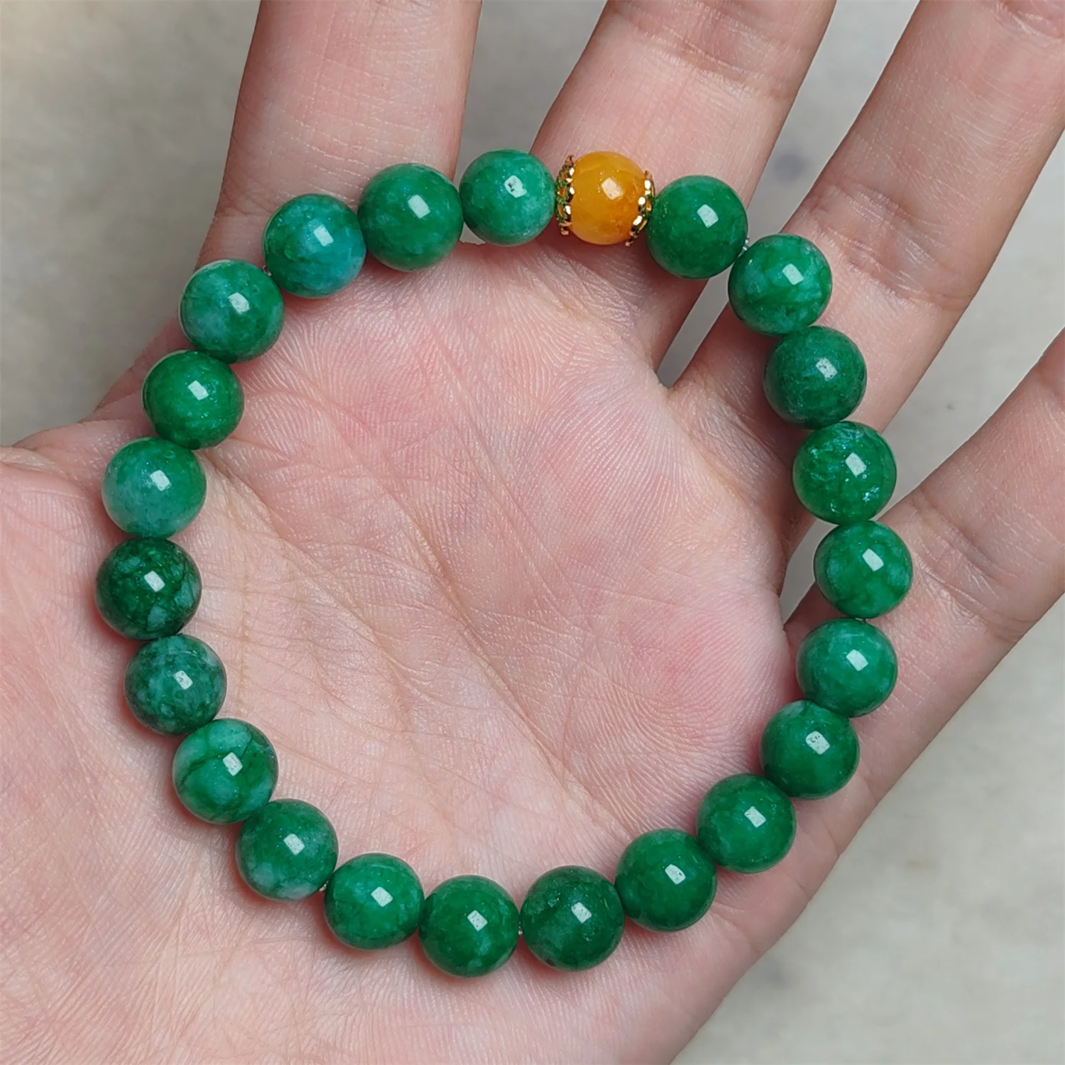 5pcs/lot Natural Jade Bead Bracelet 8mm Full green Sleek and simple female Jewelry Birthday present