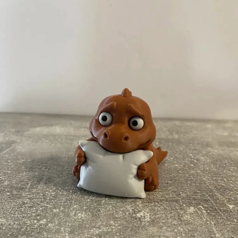A Tired and Scared Dinosaur Statue, 3D Printed Dinosaur, Panicked and Charming Expression, Perfect for Placing on Your Desk