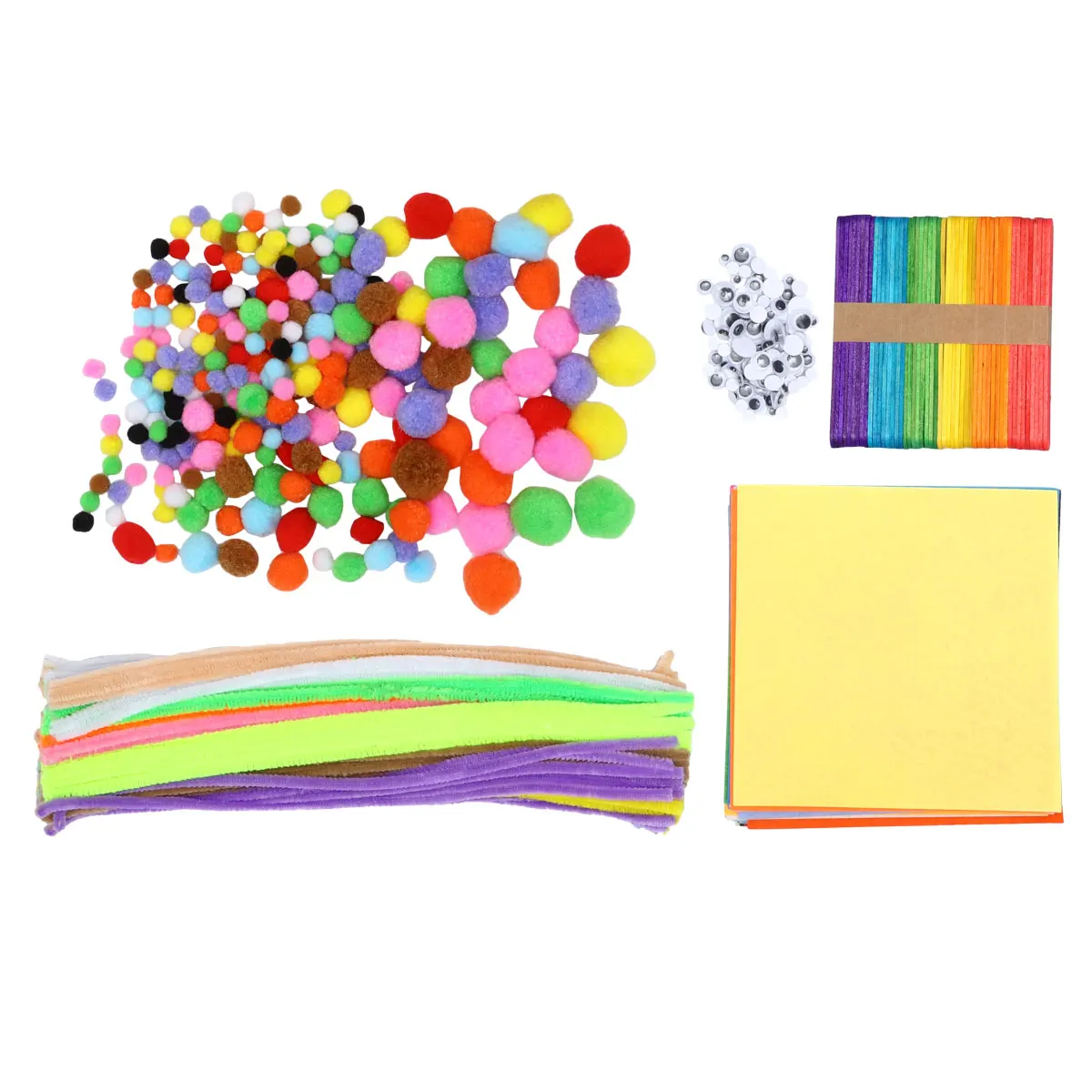 

1 Set Diy Craft Kits Pompoms Twisted Sticks Creative Manual Educational Handmade Materials Kindergarten Activity Decor Home