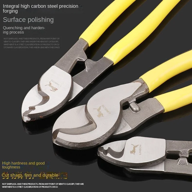 LINBON German-style cable scissors small power cable tongs cable shears 6” 8” 10” stranded wire cutters wire shears