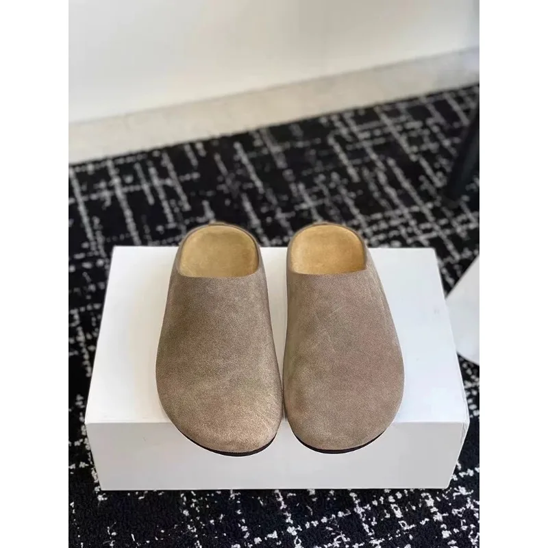 New Comfortable Outdoor Flat Slippers Women Mules Comfort Wrap Toe Slides Casual Slippers Minimalist Women Vintage Slippers