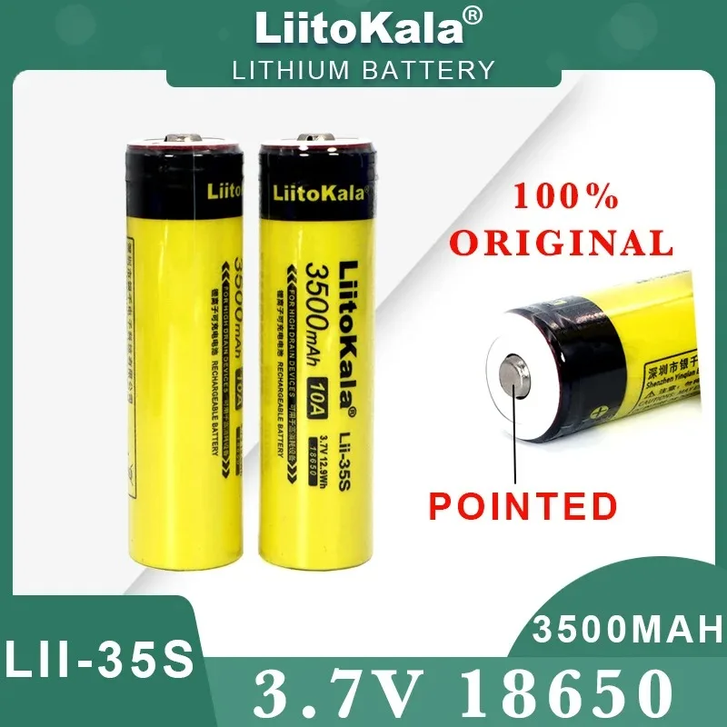 

1-20PCS New LiitoKala Lii-35S +18650 Pointed battery 3.7V 3500mAh Rechargeable lithium battery for LED Flashlight