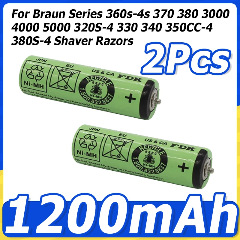 2pcs 1.2V Replacement Battery for Braun Series 360s-4s 370 380 3000 4000 5000 320S-4 330 340 350CC-4 380S-4 Shaver Razors