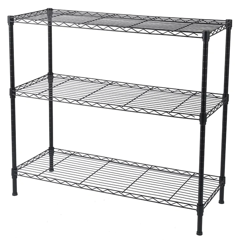 

3 Tier Leveling Feet 350 Pound Weight Capacity Per Shelf Adjustable Shelves Black