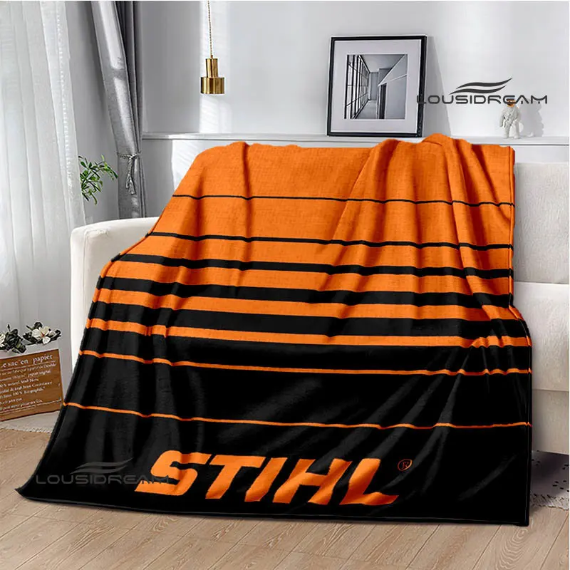 

stihl logo printed blanket Warm Flange blanket picnic blanket Soft and comfortable blanket bed linings birthday gift