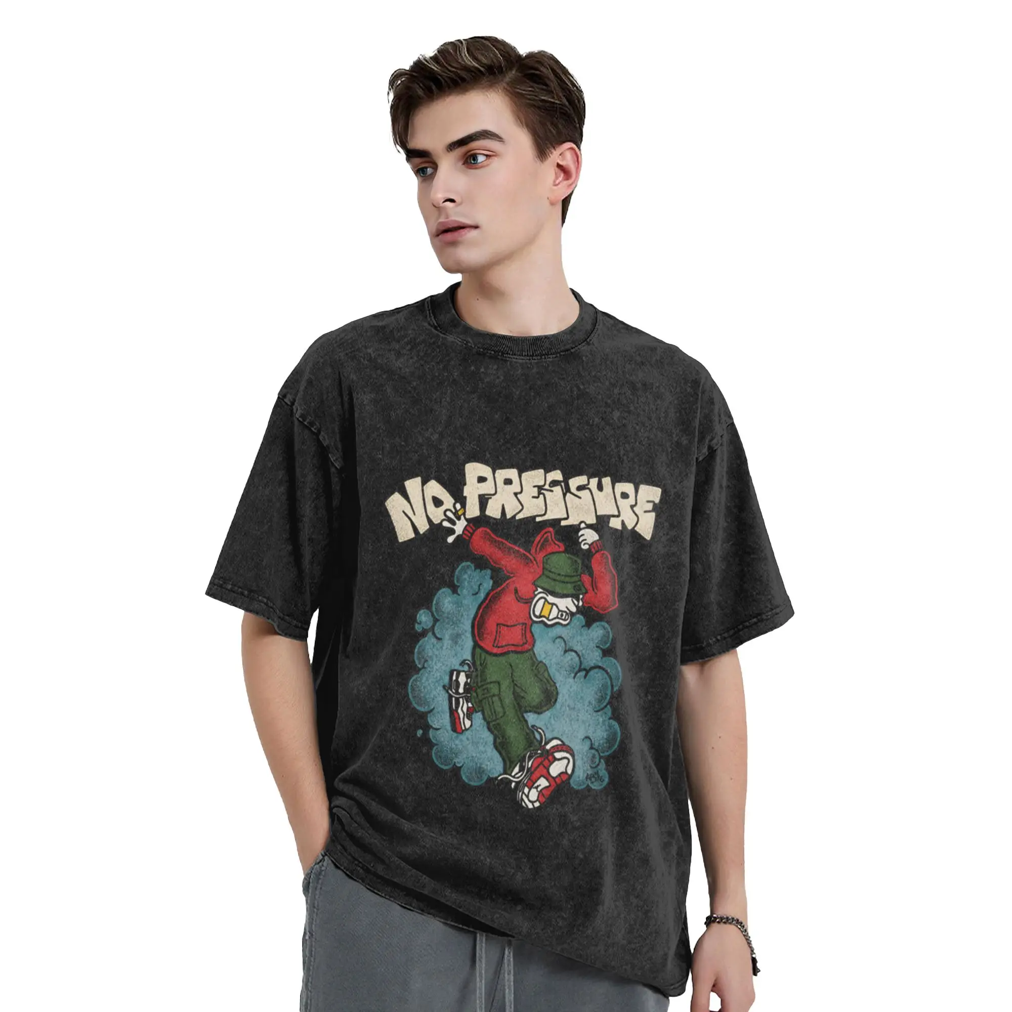 No Pressure Lock It Up Classic Cool A Washed T Shirt Men's Women's Oversized Cotton Tees Tops