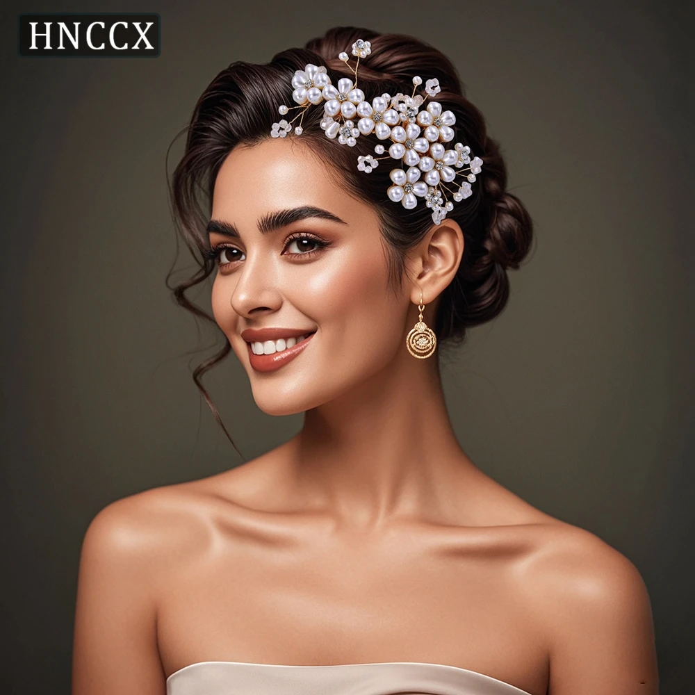 

HNCCX Wedding Pearl Hair Comb Pin Band Princess Party Rhinestone Hairpin Headband Tiara Wedding Bridal Hair Accessories CP05