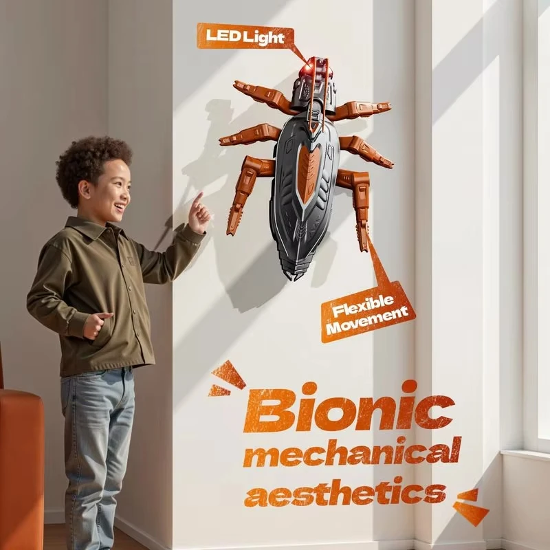 RC 벽 크롤링 바퀴벌레 로봇 - 충전식 생체 공학 장난감, 어린이를 위한 재미있는 크롤링 장난/파티 게임 소년 소녀