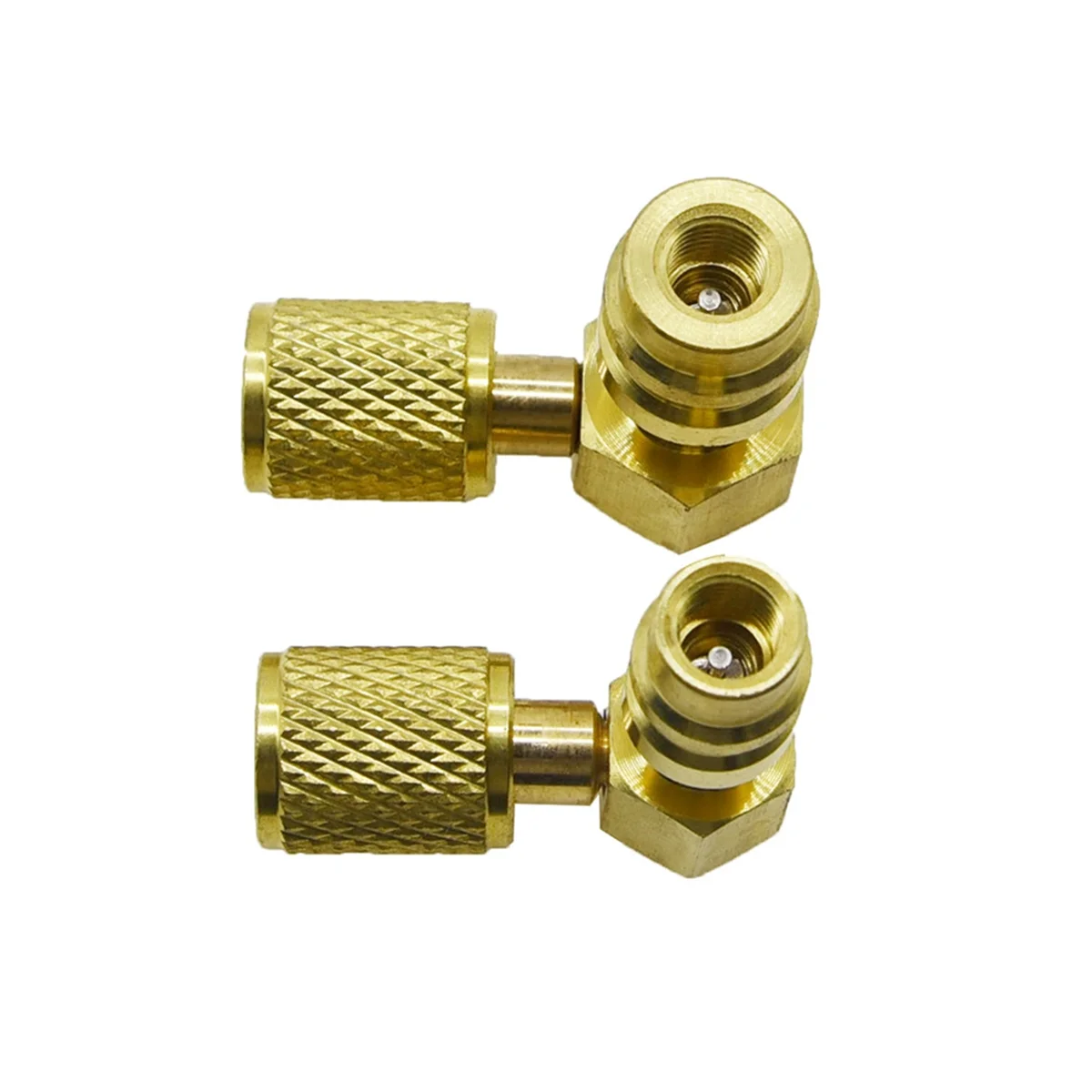 محول شحن متين 2 قطعة A/C يحول منفذ R12 لقبول R134a موصل التحديثية سريع القطع 90 درجة الذكاء