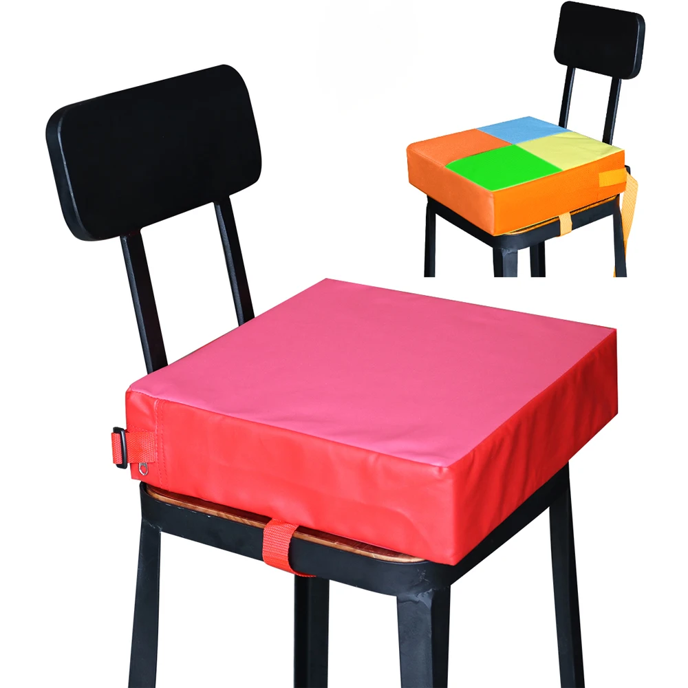 

Baby Dining Chair Cushion 315x315x8cm Red PU Sponge Adjustable Straps Home Restaurant Use Washable Kids Seat Booster Pad