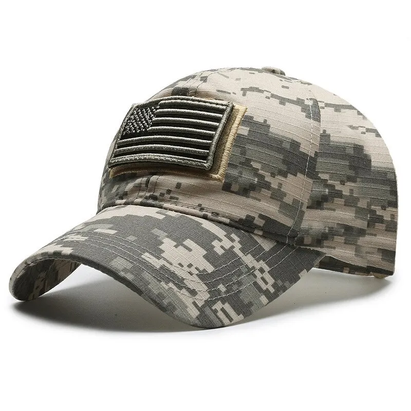 Spring And Summer New Flag Camouflage Sticker Embroidery Baseball Cap Mesh Breathable Cap Men\'s Outdoor Sports Sunshade Sun Hat