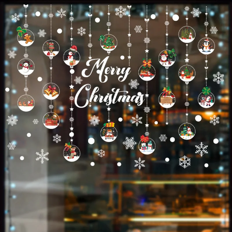 Christmas Snowman Crystal Window Sticker Wall StickerinsGlass decorative stickers double-sided visible self-adhesive removable