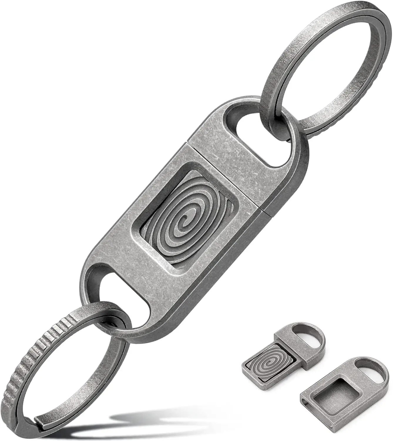 

TISUR Quick Release Carabiner Keychain, Titanium EDC Pull Apart Detachable Keychain with 2pcs Titanium Key Rings