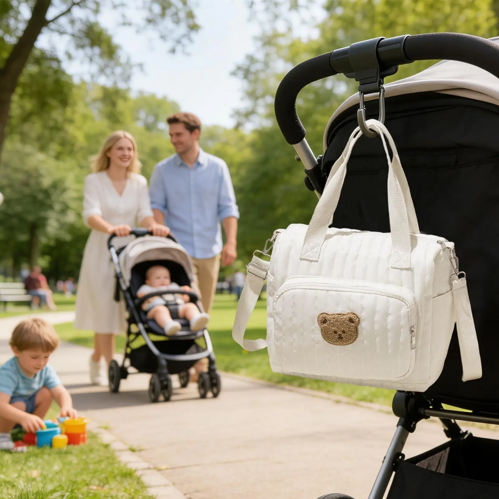 

Large Diaper Bag Tote Bear Pattern Shoulder Organizer Tote Large Diaper Bag With Adjustable Shoulder Strap For Travel Work Gym
