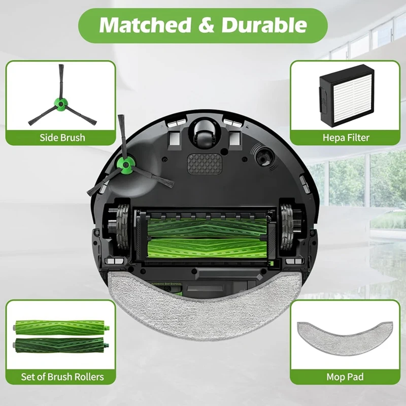 อะไหล่สำหรับ iRobot Roomba J7คำสั่งผสม + J9 + อุปกรณ์เสริมประกอบด้วยแปรงยาง1ชุด, ตัวกรอง, แปรงด้านข้าง