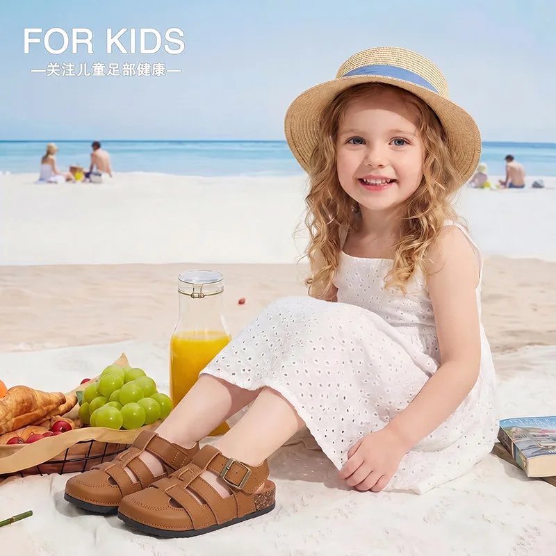 Kids'Casual Sandals Summer Fashion Outdoor Soft Bottom Children Breathable Anti-slip Beach Shoes Black Khaki Shoes Size 23-36