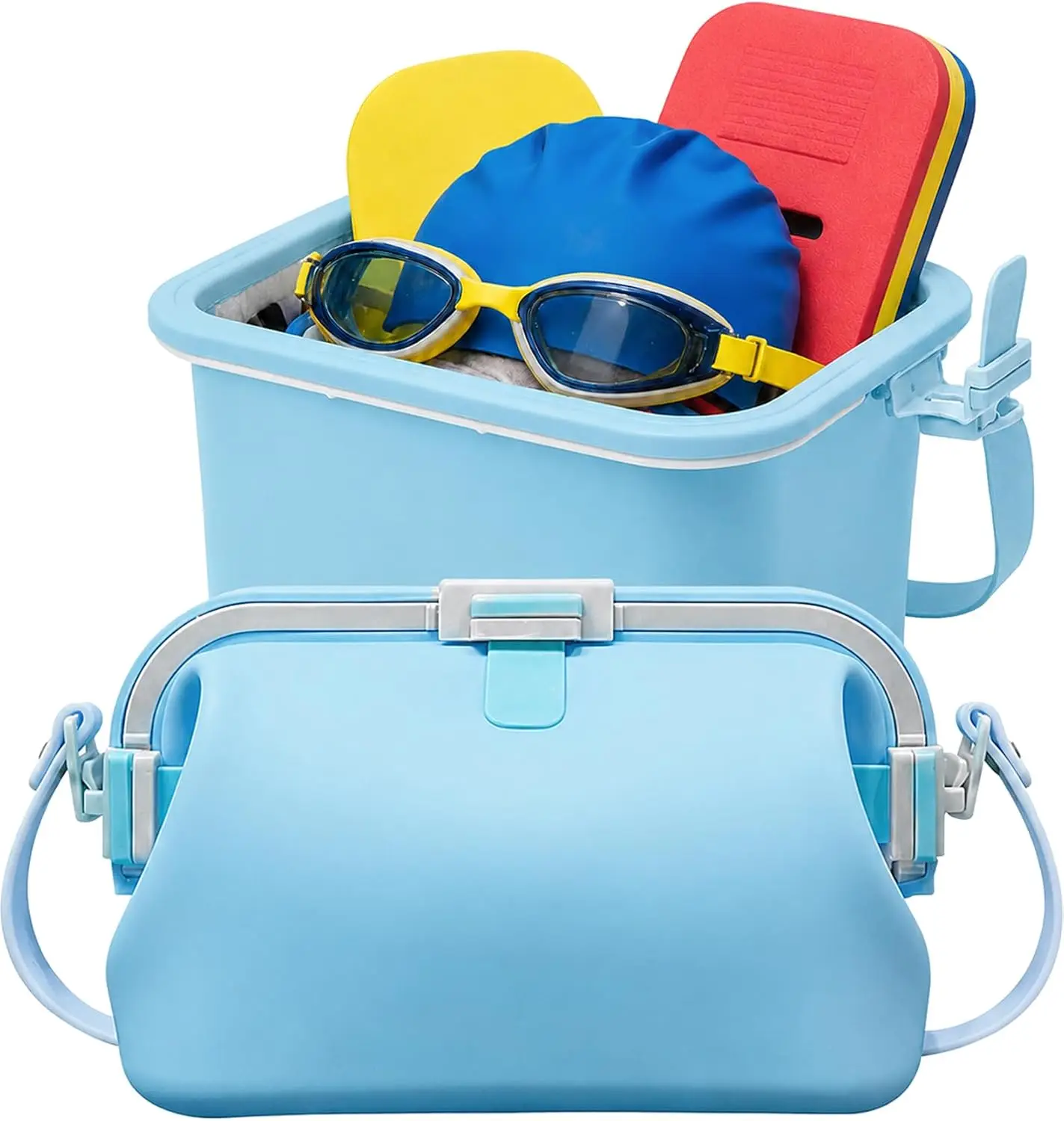 Foldable Swim Storage Bag Resistant Waterproof Silicone Bag Pool Tote Washable Travel Gear Lightweight for Outdoor, Beach