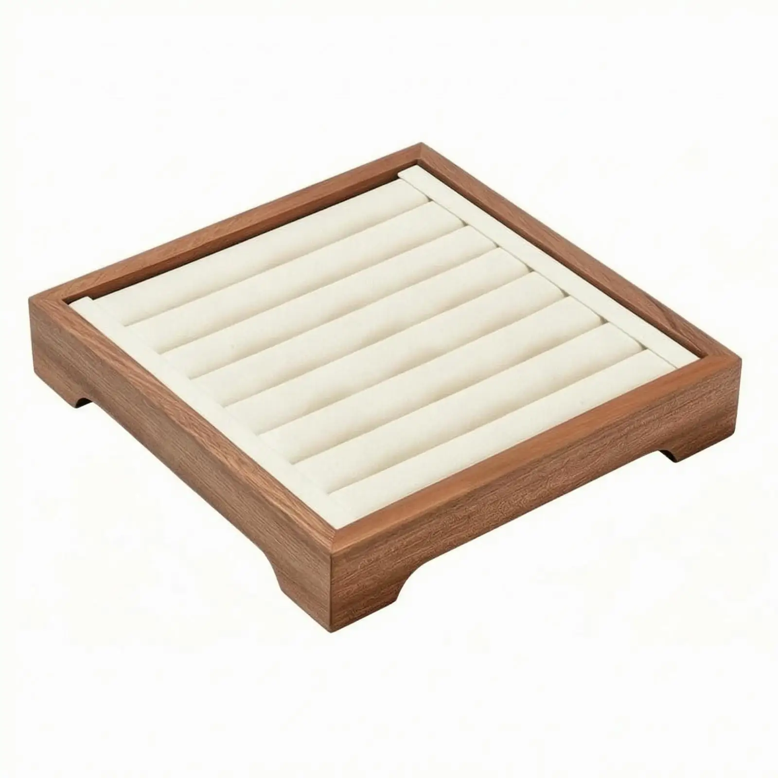 Solid Wood Jewelry Storage Tray with Microfiber Cushion Ring Holder Organizer for Showcase Counter Display Vanity Organization