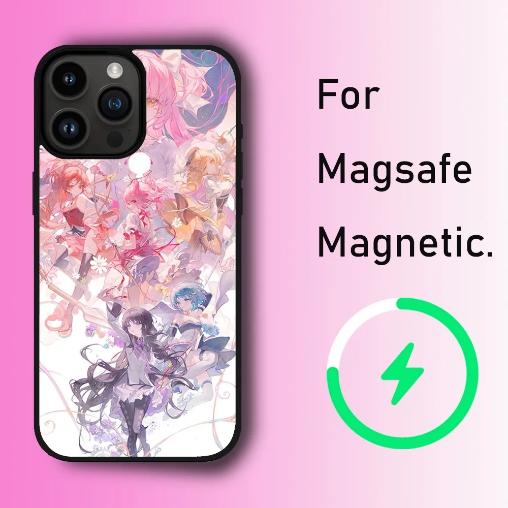 Bilibili Puella Magi Madoka Magica Phone Case For iPhone 11 12 13 14 15 Max Plus Pro Wireless Magnetic Magsafe Charging Shell