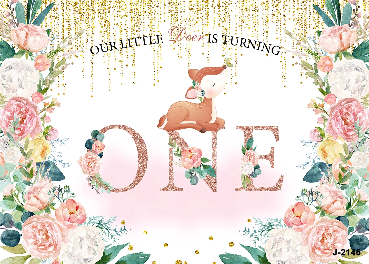 Bambi Deer  Backdrop for Birthday Party Spring Photo Backgrounds Bambi Birthday Theme Baby Shower Banner Background Photography