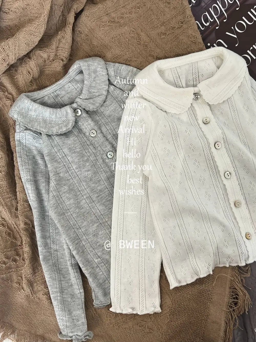 Korean Kids Girls Long Sleeve Shirt Fall New Baby Girl Hollow Shirt Soft Suitable Doll Collar Kids Thin Top