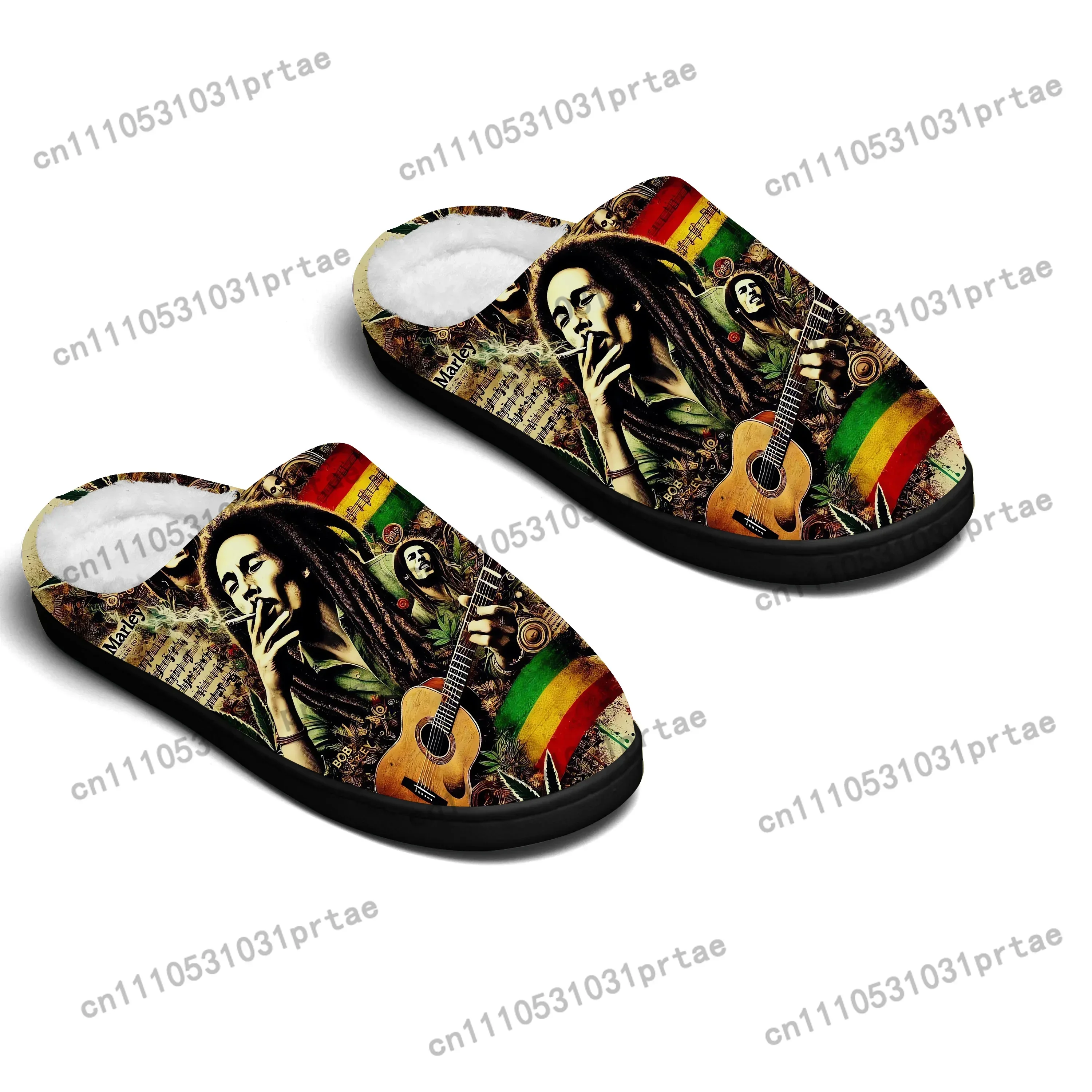 Bob Marley Reggae Rasta Music Home Cotton Slippers Mens Womens Bedroom Keep Warm Cotton Slippers SPA Slipper Custom Slipper