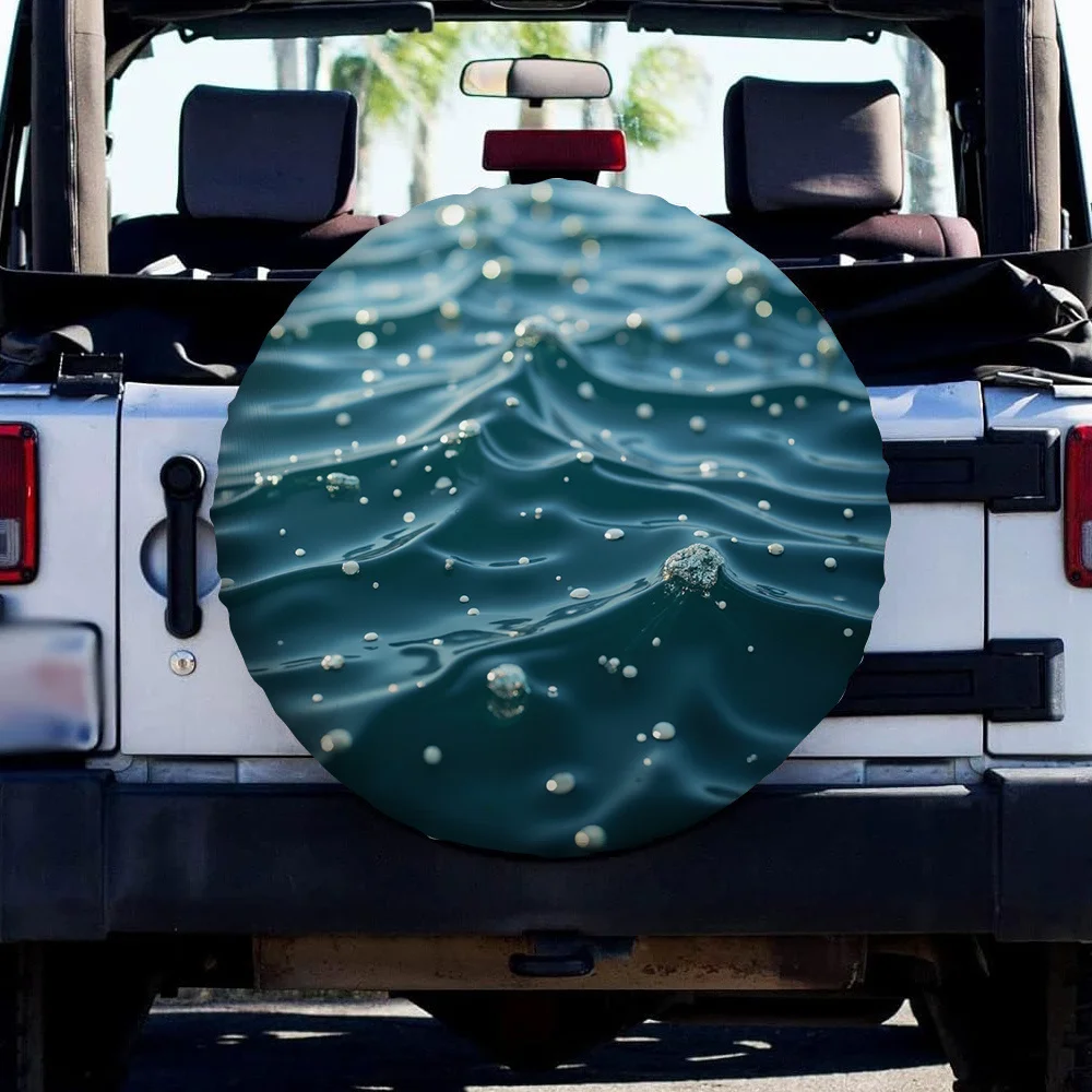 1pc, High Quality Tire Cover Shinning Sea Versatile Polyester,Without Electricity Camping Perfect For Outdoor Parking Tire Cover