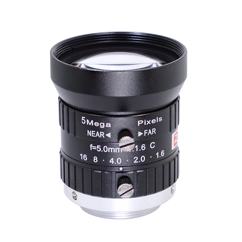 ZLKC 5.0Megapixel Machine Vision Lens 5mm 1/1.7'' Manual Iris F1.6 FA Industrial Camera C Mount Low Distortion 5MP Surveillance