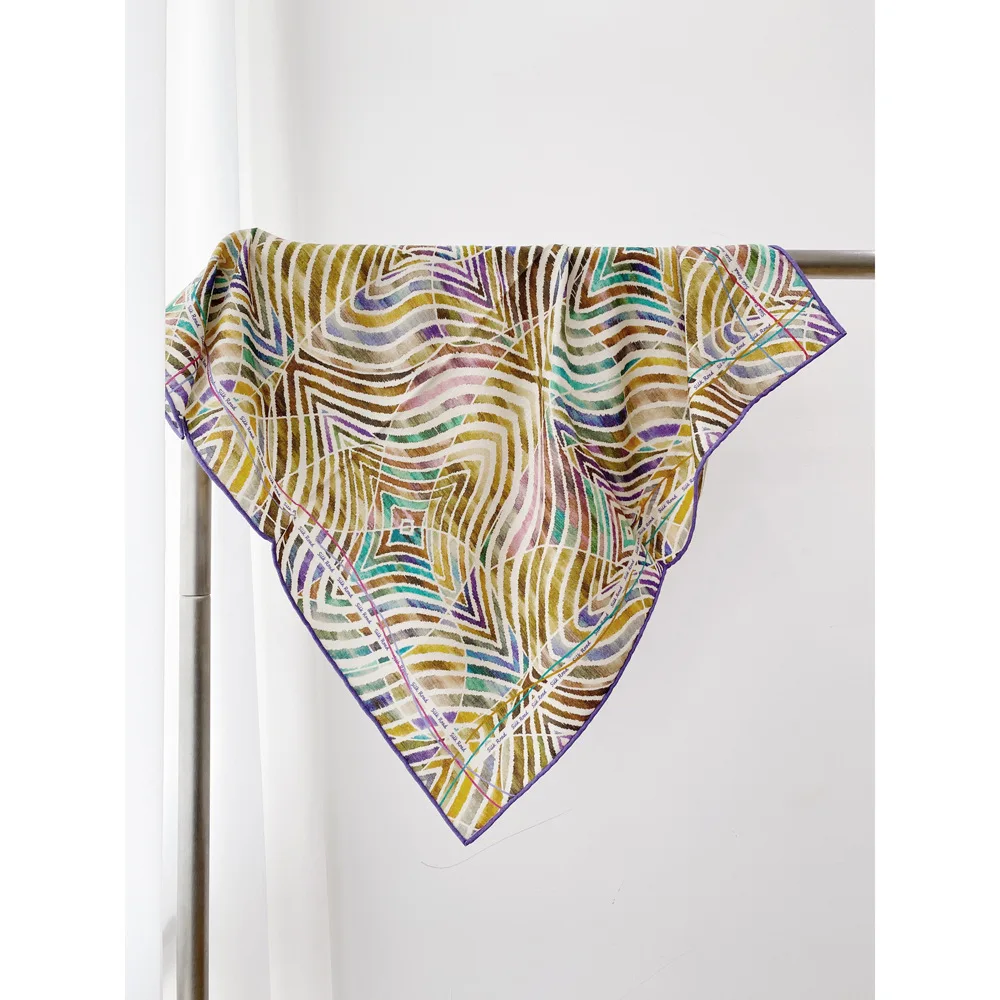 

Silk and Wool Scarf Winter Warm Scarfs Women Female Scarfs Hand Rolled Shawls Square Bandanas Clothing Accessories 65CM 65CM