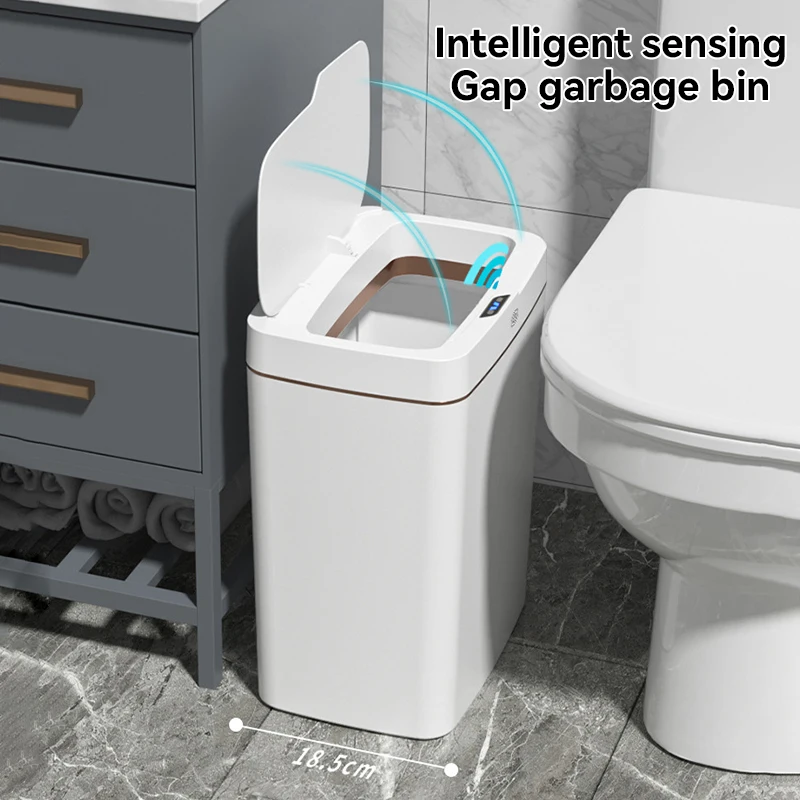 15L Smart Sensor Trash Can Waterproof Intelligent Touchless Trash Can Quiet Electric Garbage Bin for Kitchen Bathroom Bedroom