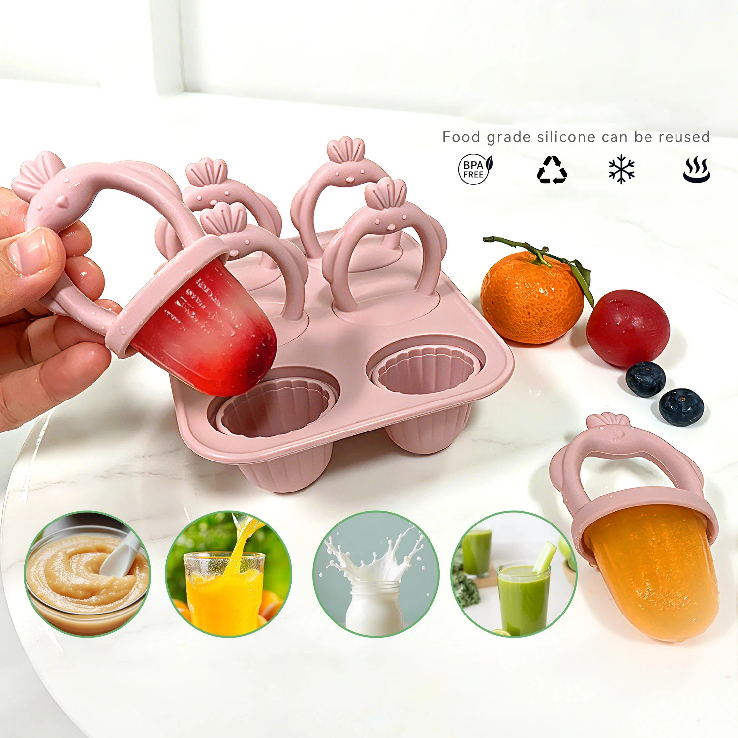 6-delige siliconen ijslollyvor - Baby Products Cream recensie en prijs