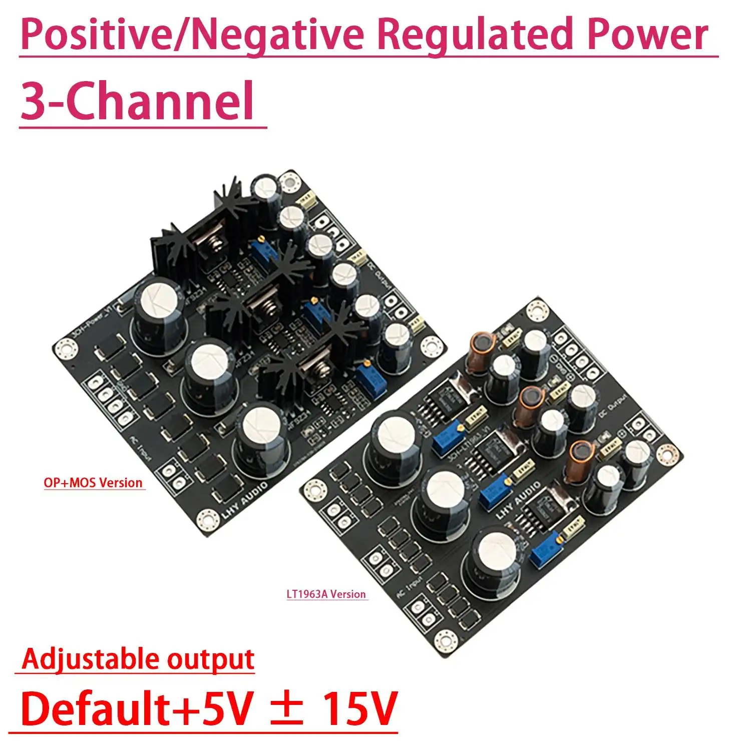 3-Way LT1963A Low-noise, Linear Regulated Adjustable Negative Regulated Power Supply 5V 12V 15V OP AMP HiFi DIY RF DAC Amplifier