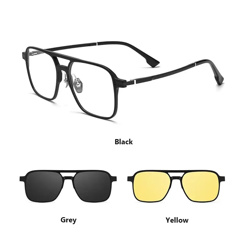 Polarized Sunglasses Men 2 In 1 Magnetic Clip On Glasses frame TR90 Optical Prescription Eyeglasses Frames Magnet Clips