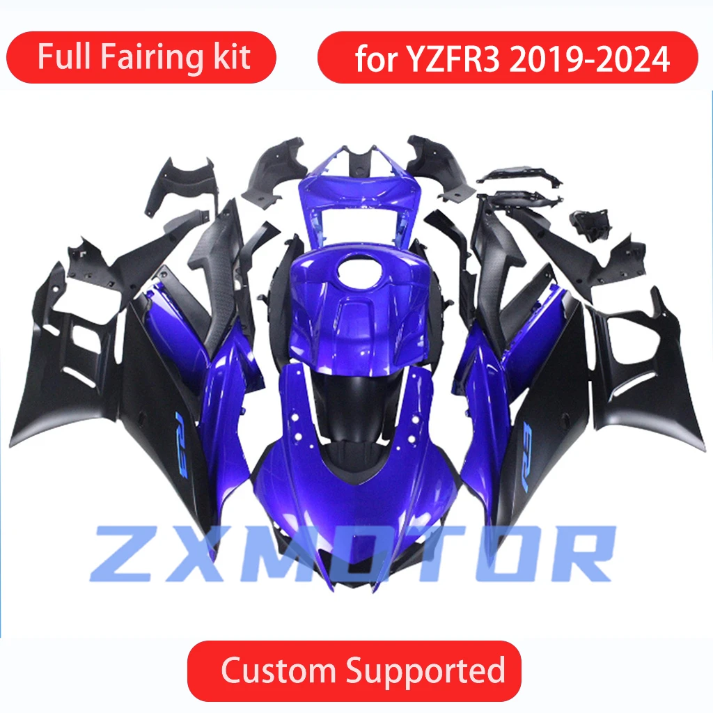 For YAMAHA YZFR3 2019 2020 2021 2022 2023 2024 BodyWork Fairings YZF R3 19-24 Motorcycle Fairing Set Carbon Fibre Color