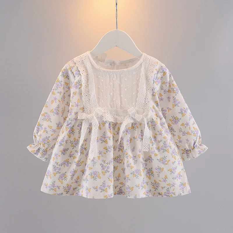 Spring New born Baby Girl Clothes Lace Fragmented Flower Bow Dress costume for Girl Baby's clothing 1st Birthday Dresses dress