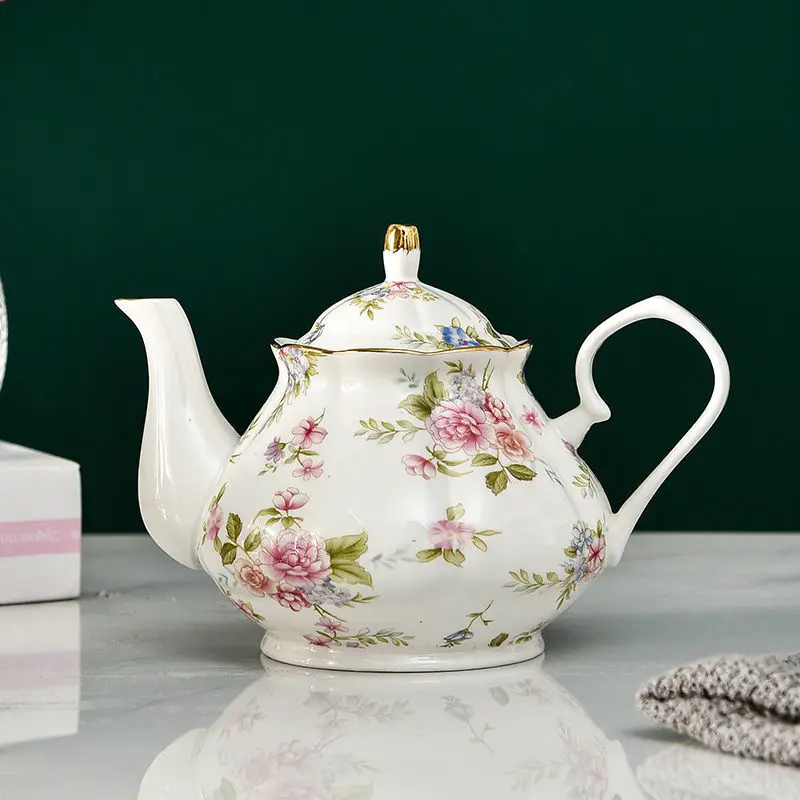 European Bone China Teapot Set, English Afternoon Tea, High-Grade Porcelain Coffee Pot, Heat Resistant Kettle, 400ml