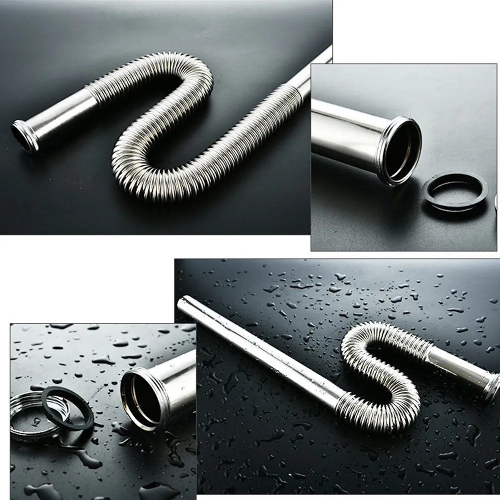 

Сливной шланг для раковины из нержавеющей стали с толстым резиновым уплотнителем, водонепроницаемый, для кухни и ванной комнаты