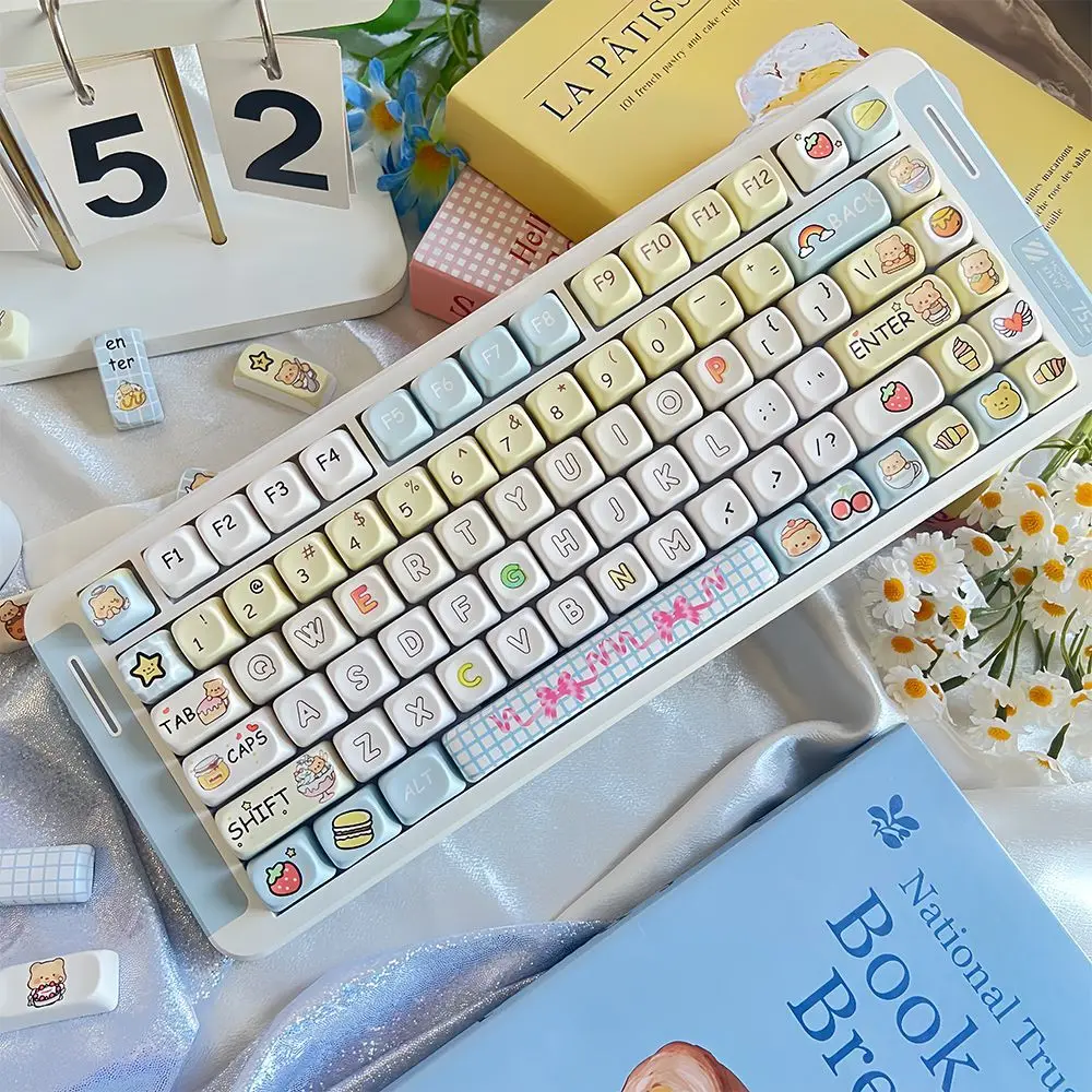 

Kawaii кремовый медведь колпачок для клавиш милый ветер маленькая девочка индивидуальный креативный пятисторонний Dye-Sub PBT MOA универсальные механические колпачки для клавиатуры