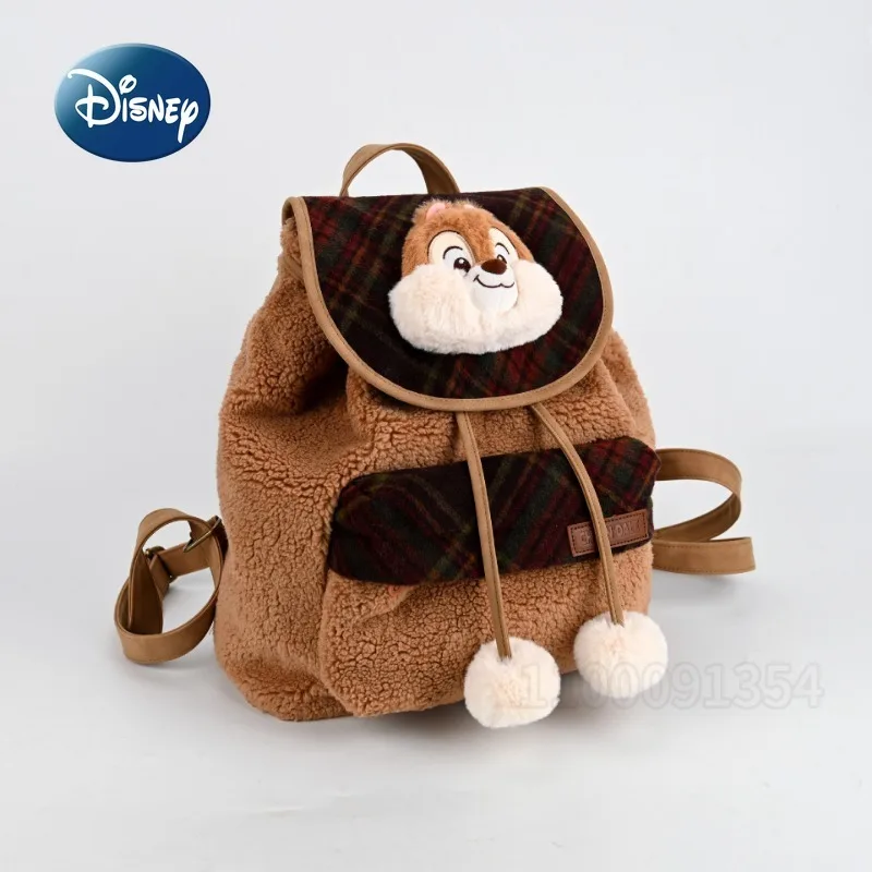 Disney ใหม่ Original Plush ตุ๊กตากระเป๋าเป้สะพายหลังแบรนด์หรูแฟชั่นผู้หญิงกระเป๋าเป้สะพายหลังการ์ตูนน่ารักกระเป๋าเป้สะพายหลังขนาดใหญ่ความจุคุณภาพสูง