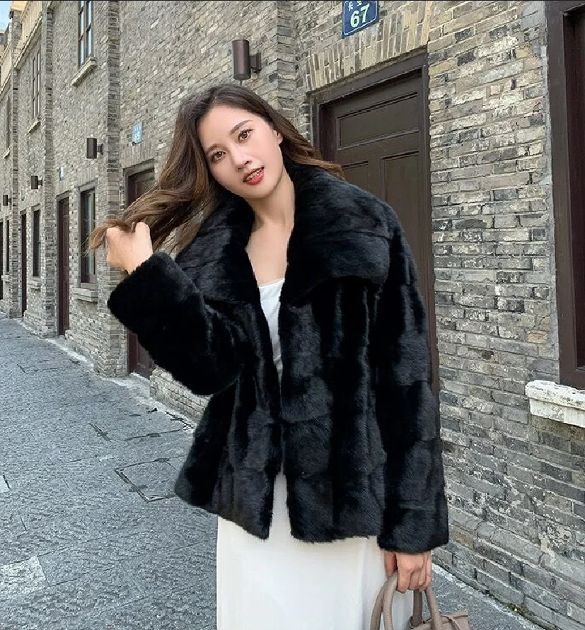 ใหม่ Mink Fur Coat สำหรับ2023, 100% Real Mink Fur Coat,อบอุ่นและมีสไตล์ในฤดูหนาว