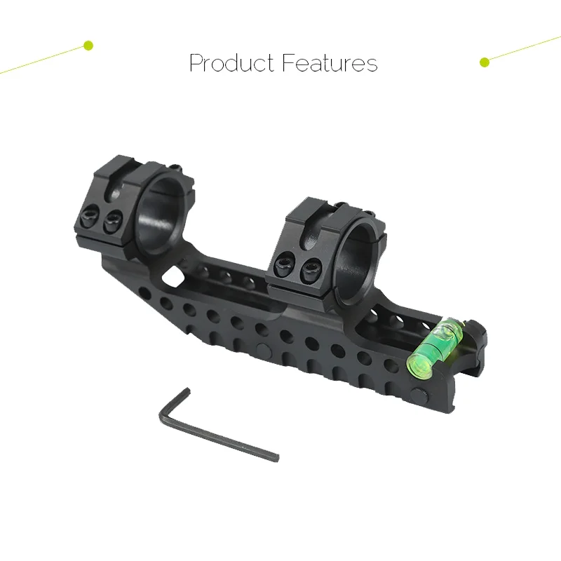 Tactical Rifle Hunting Sight Mounting Base,Integrated Bubble Level Connecting Bracket,25.4mm, 30mm Pipe Diameter, Rear Extension