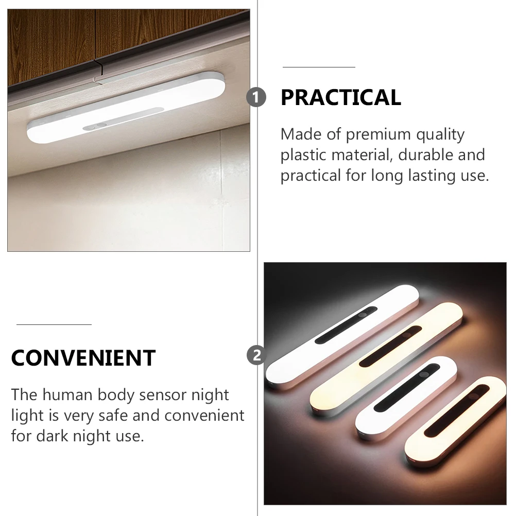 

1pc Led Human Body Sensor Night Light Magnet Usb Charging Adjustable Brightness For Cabinet Bedroom Corridor Light