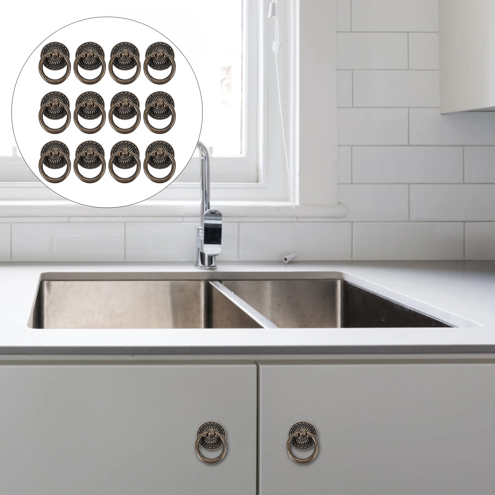 

12Pcs Vintage Cabinet Handles Drawer Pull Knobs Zinc Alloy Retro Furniture Door Handles Suitable for Home Kitchen Bedroom