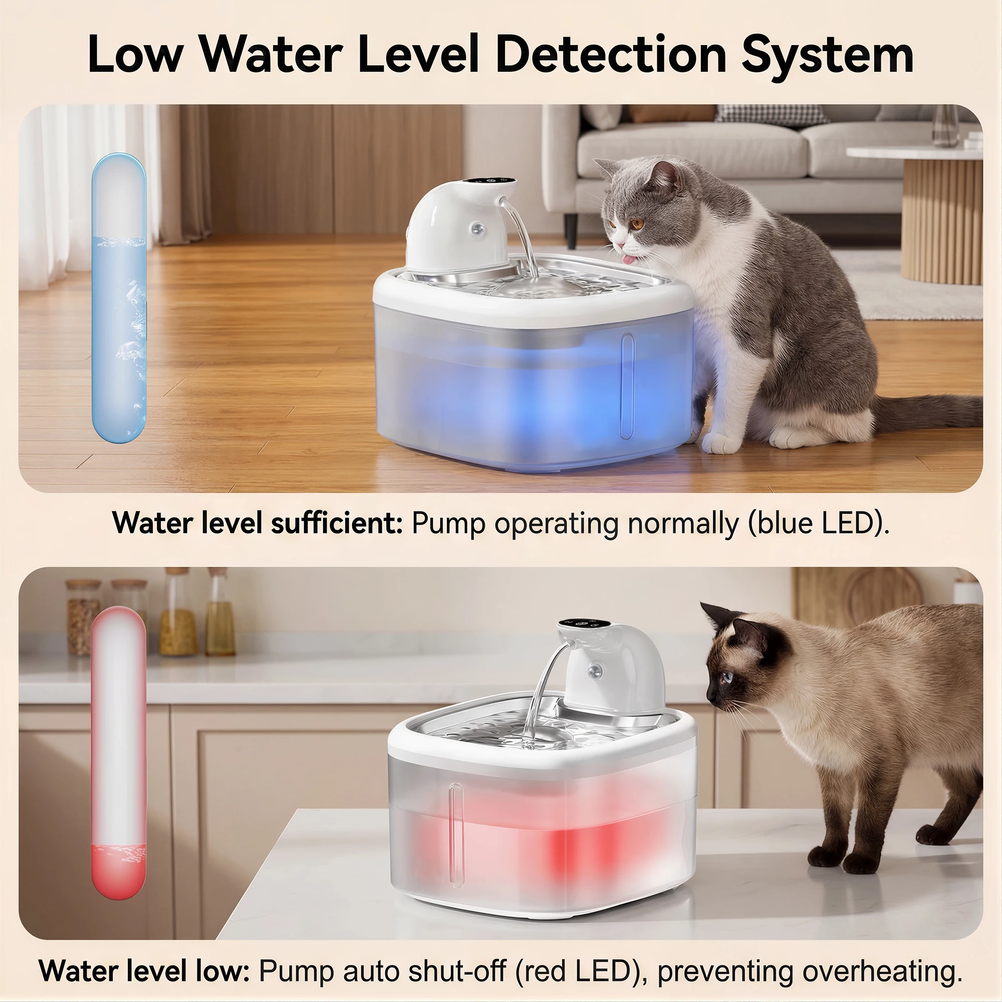 3.5L Wireless Cat Water Fountain Smart Sensor Faucet Mode Stainless Steel Ultra-Quiet 4000mAh Long Battery Pet Water Dispenser - view 3